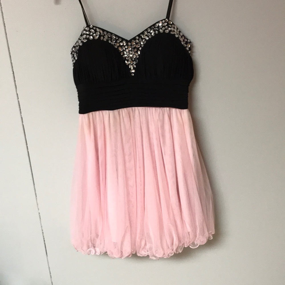 Pink & black dress with beading